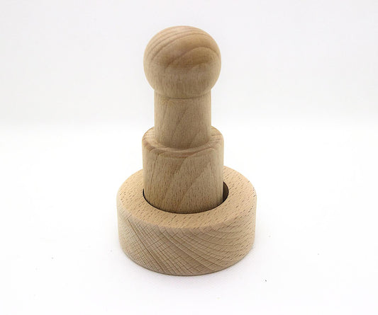 Papiertopf-Presse aus Buchenholz