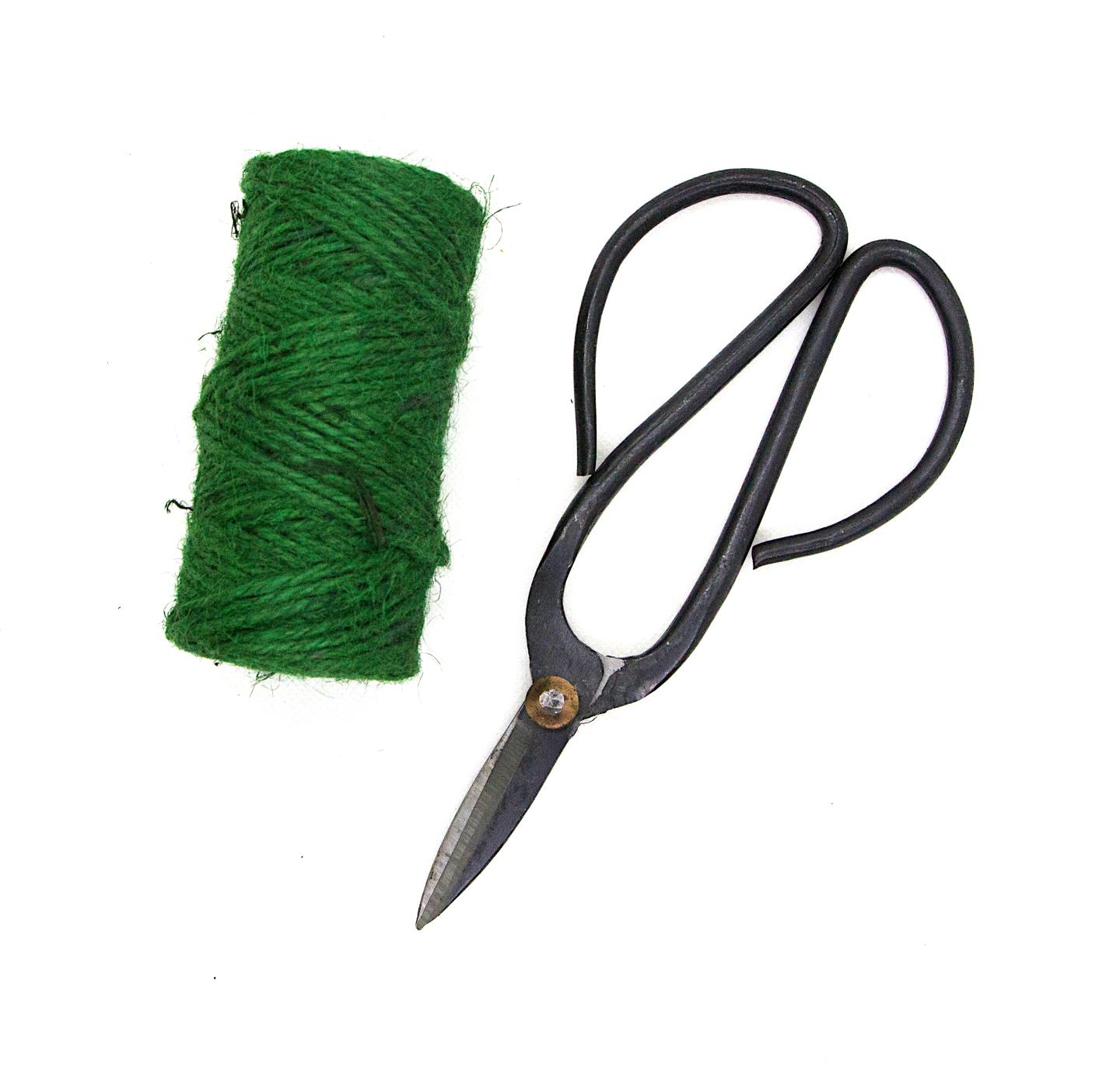 Stahl Bonsaischere + Bindegarn Set