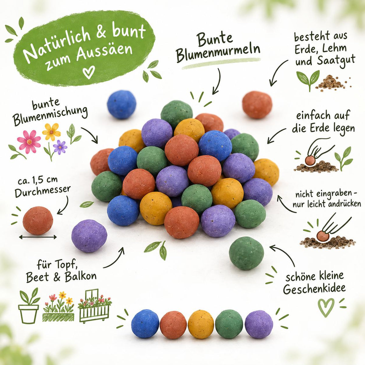 Blumenmurmeln - Bunte Samenbomben