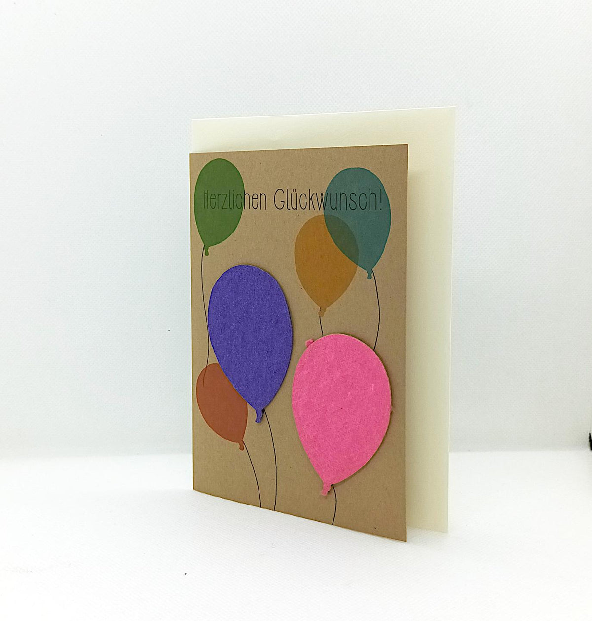 Glückwunschkarte mit Saatpapier – Luftballons